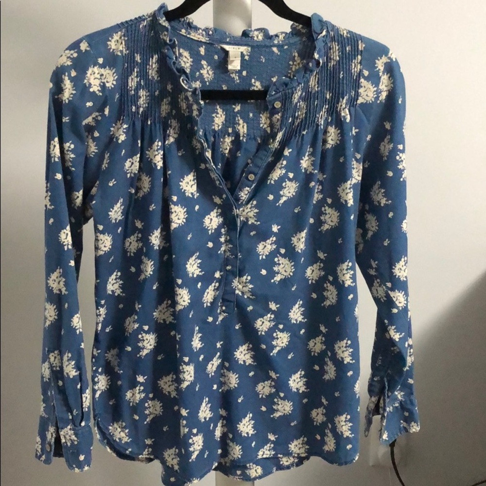 J.Crew Blue/White Printed Popover